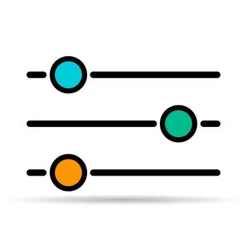 Volume mixer control shadow icon, filter sound symbol button, switch sign vec Stock Illustration