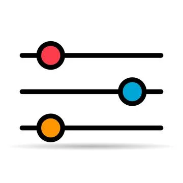 Volume mixer control shadow icon, filter sound symbol button, switch sign vec Illustrazione stock