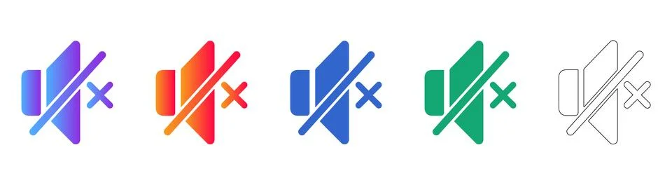 Volume Mute Icon with X Mark for Interface Controls 스톡 일러스트