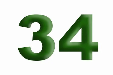 Volume numbers 3 and 4 grassy green on a white background. Stock Illustration