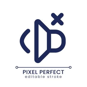 Volume off pixel perfect linear ui icon Stock Illustration