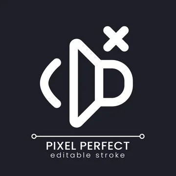 Volume off pixel perfect white linear ui icon for dark theme Stock Illustration