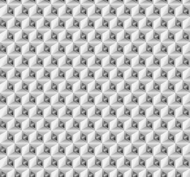 Volume realistic texture, gray 3d Cubes squares geometric pattern Stock Illustration