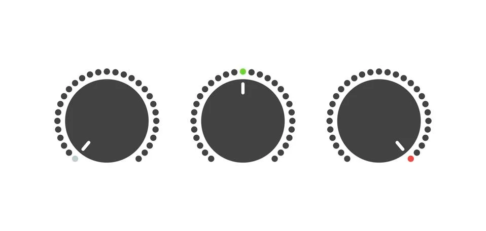 Volume set button. Voice button. On and off button. Flat style. - vector Stock Illustration