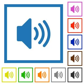 Volume solid flat color icons with quadrant frames Stock Illustration