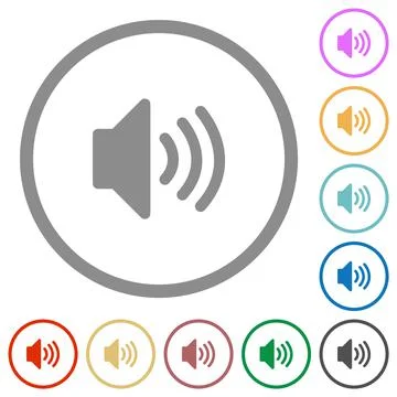 Volume solid flat icons with outlines Stock Illustration