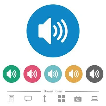 Volume solid flat round icons Stock Illustration