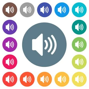 Volume solid flat white icons on round color backgrounds 库存插图