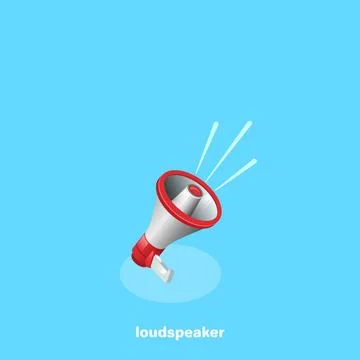 Volume speaker icon on a blue background, isometric image Stock Illustration
