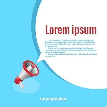 Volume speaker icon on a blue background and a text field, isometric image Stock Illustration