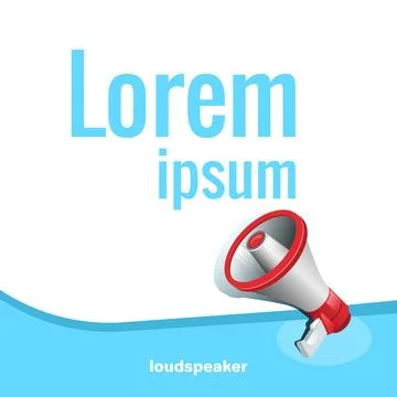 Volume speaker icon on a blue background and a text field, isometric image Stock Illustration