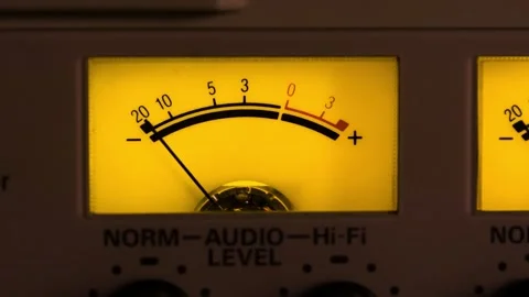Volume Unit VU Meter on an Analogue Video Recorder Stockbeeldmateriaal 135009920