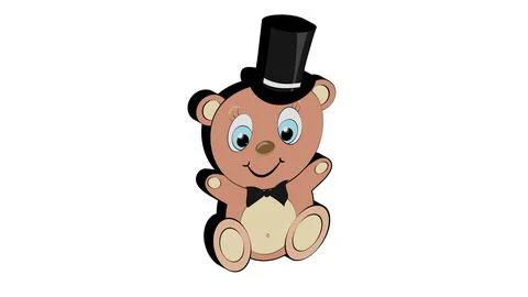 Volumetric 3d bulging cute, beautiful, brown bear boy with a big head and blu Stock Illustration