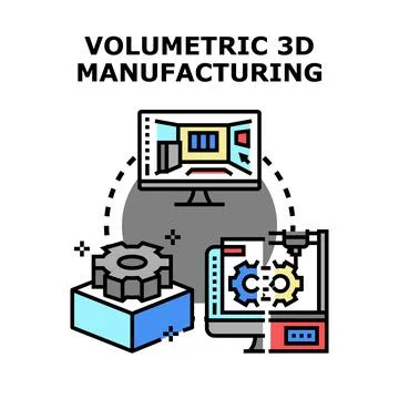 Volumetric 3d manufacturing process digital transformation concept Stock Illustration