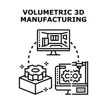Volumetric 3d manufacturing process digital transformation concept Stock Illustration