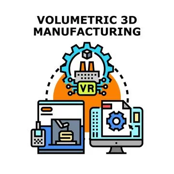 Volumetric 3d manufacturing process digital transformation concept 스톡 일러스트