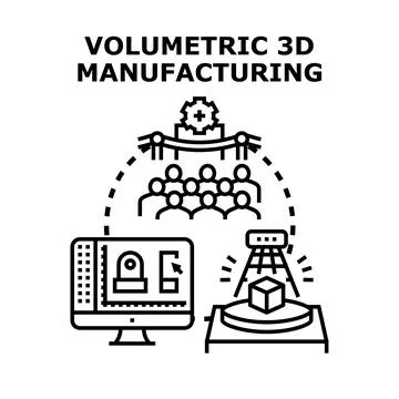 Volumetric 3d manufacturing process with digital design Stock Illustration