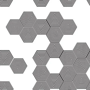 Volumetric 3D pyramid seamless pattern. hexagon. Optical illusion Stock Illustration