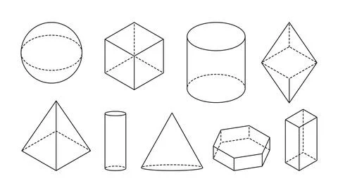 Volumetric basic 3d geometric shapes set vector Stock Illustration