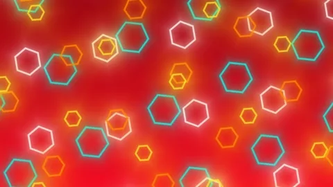 Volumetric bright red hexagon 2K abstract digital background. Stock Footage 342080850