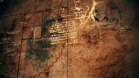 Volumetric Code Da Vinci Drawing Video stock 88792902