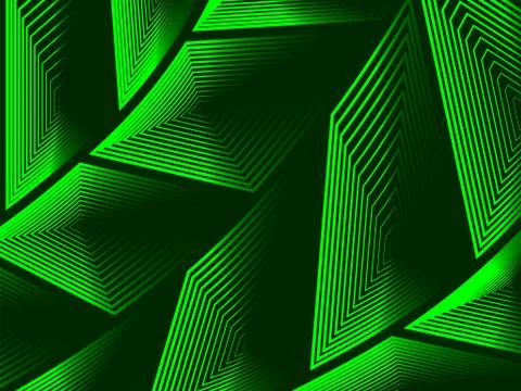 Volumetric concentric figures of arbitrary shape on a green background. 库存插图