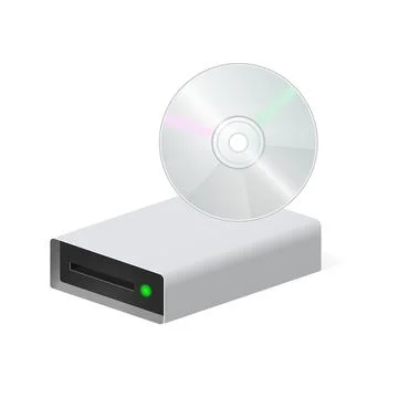 Volumetric disk drive with compact disc icon for personal computer Stock Illustration