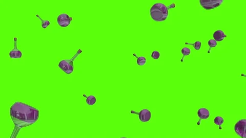 Volumetric flasks exploding over green screen. Measuring flasks explosion Video stock 239124902