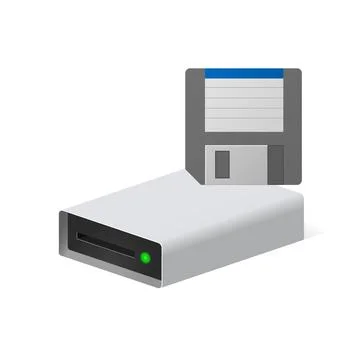 Volumetric floppy disk and disk drive for personal computer Stock Illustration