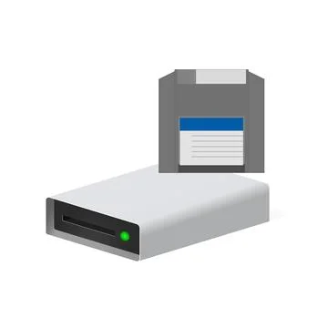 Volumetric floppy disk and disk drive for personal computer Stock Illustration