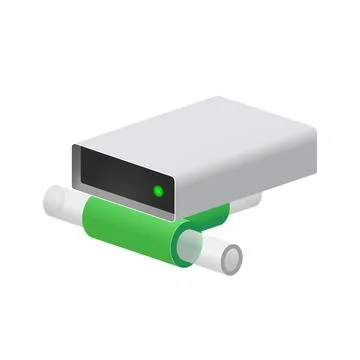 Volumetric hard disk or disk drive icon on the network Stock Illustration