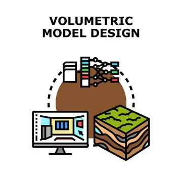 Volumetric model design for 3d modeling projects Stock Illustration