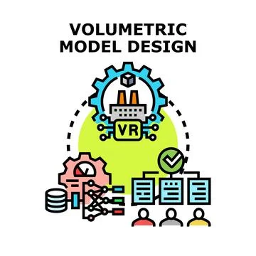 Volumetric model design concept with virtual reality technology Stock Illustration