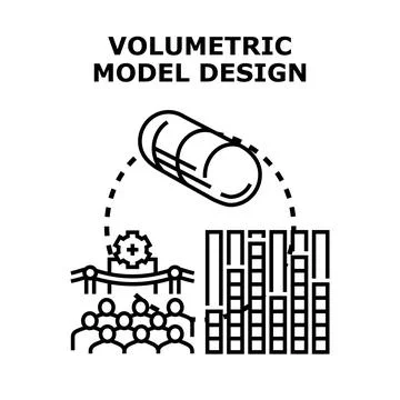 Volumetric model design process and development concept Stock Illustration