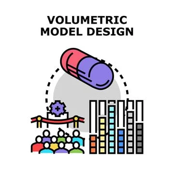 Volumetric model design process and development concept Stock Illustration