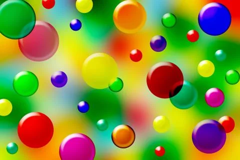 Volumetric multi-colored circles on a blurred colored surface Stock Illustration