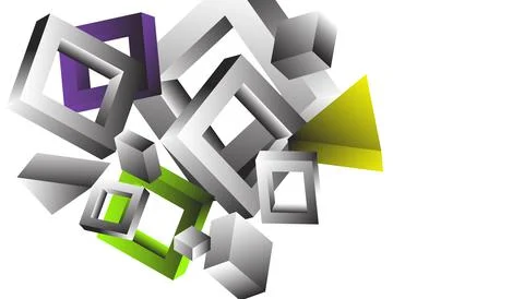 Volumetric multi-colored geometric shapes. Abstract vector background. Cover  Stock Illustration