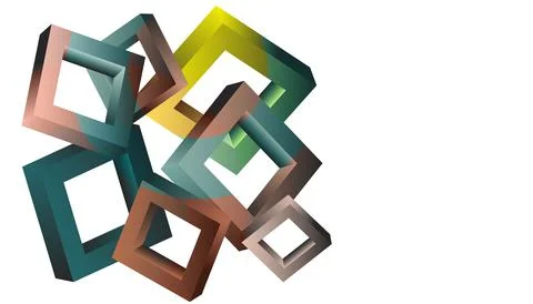 Volumetric multi-colored geometric shapes. Abstract vector background. Cover  Illustrazione stock