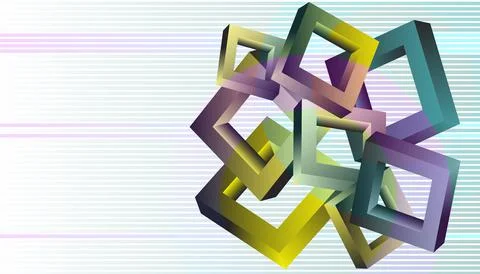 Volumetric multi-colored geometric shapes. Abstract vector background. Cover  Illustrazione stock