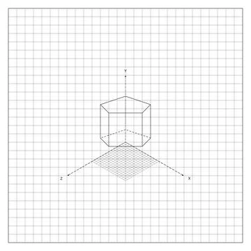 Volumetric Pentagon On Coordinate Grid On Notebook Stock Illustration