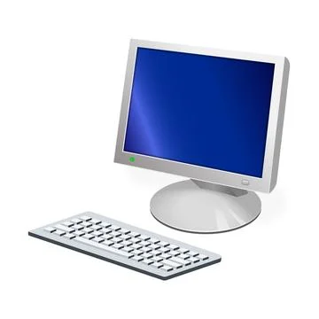 Volumetric personal computer or system unit with monitor and keyboard Stock Illustration
