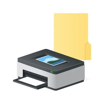 Volumetric printer with folder icon for personal computer or system unit Stock Illustration