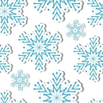 Volumetric snowflakes seamless pattern. New Year s snow endless background Stock Illustration