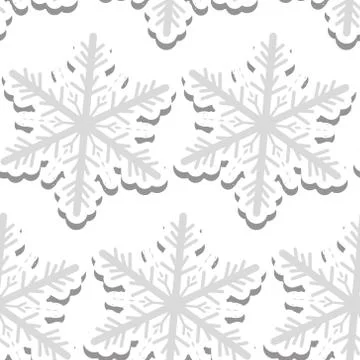 Volumetric snowflakes seamless pattern. New Year s snow endless background Stock Illustration