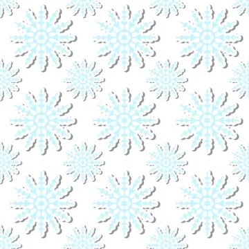 Volumetric snowflakes seamless pattern. New Year s snow endless background Stock Illustration