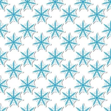 Volumetric snowflakes seamless pattern. New Year s snow endless background Stock Illustration