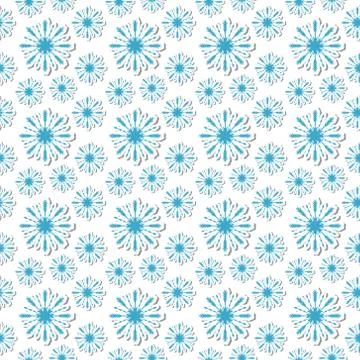 Volumetric snowflakes seamless pattern. New Year s snow endless background Stock Illustration