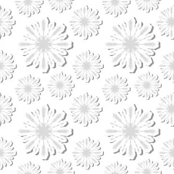Volumetric snowflakes seamless pattern. New Year s snow endless background Stock Illustration