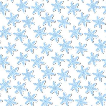 Volumetric snowflakes seamless pattern. New Year s snow endless background Stock Illustration