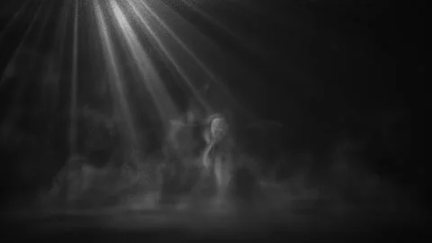 Volumetric spotlight beams with dramatic shadow and haze Stock Footage 333092212